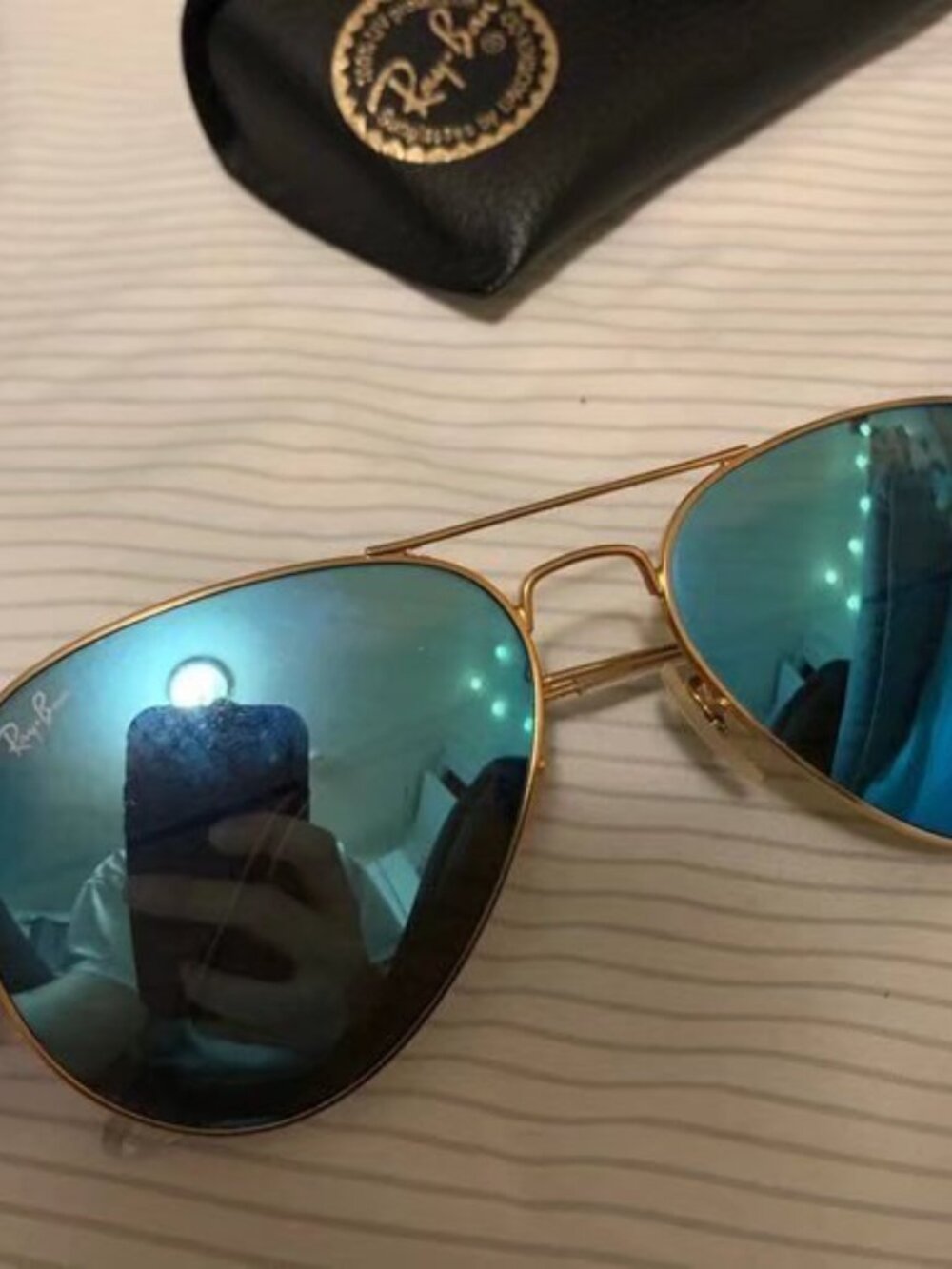 Ray-Ban 3025 Blue Aviator Sunglasses 58mm